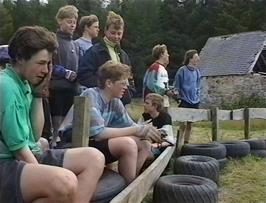 The rest of the group watch the many ciruits of the two buggies